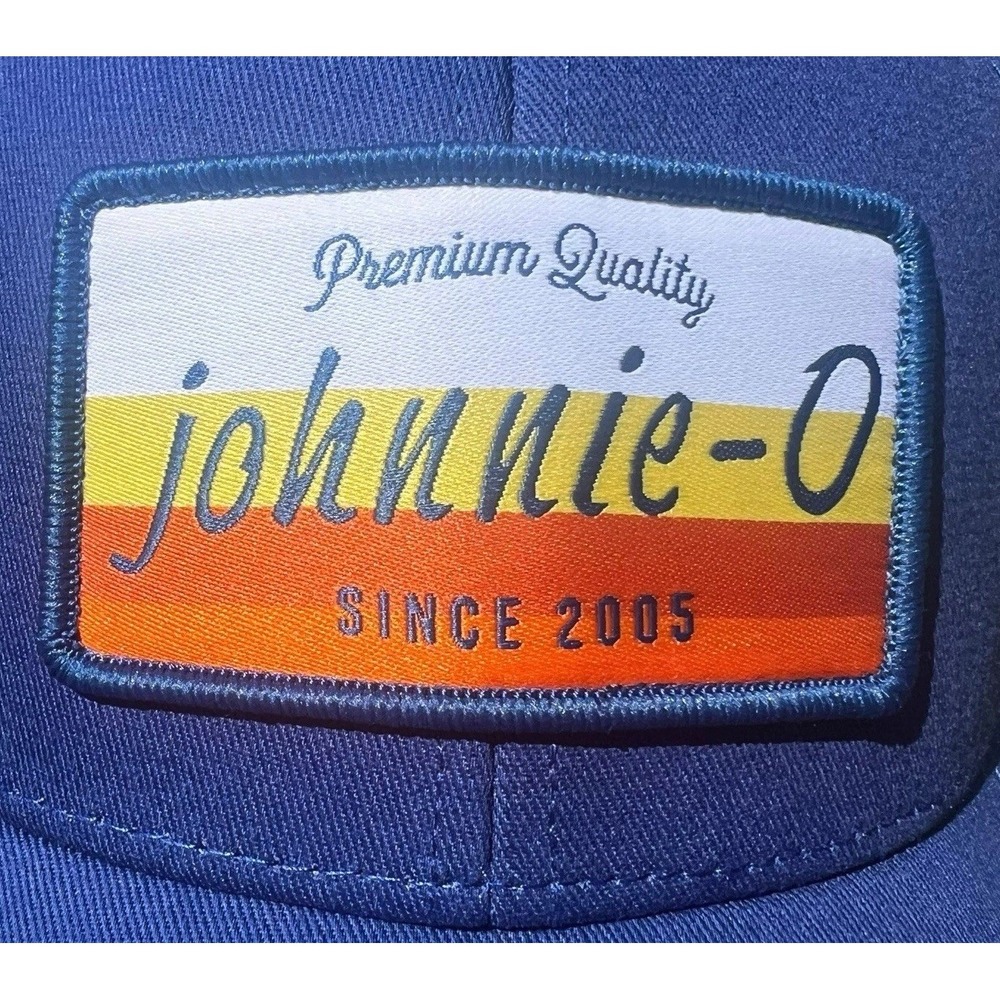 Johnnie -O Mesh Snapback Hat Baseball Cap Sunrise Patch Logo Navy Blue/ White